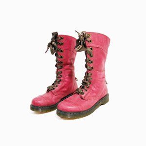 Doc Marten Amilita pink leather combat boots